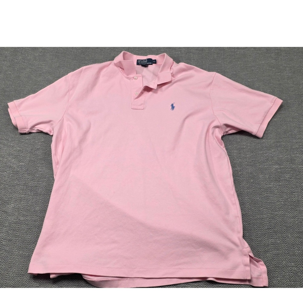 Polo Ralph Lauren Mens XL Pink Short Sleeve Cotton Pique Polo Shirt‎ Blue Pony